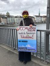 Mahnwache zu «10 Jahre Fukushima» am Samstag 13. März 2021 auf der Bahnhofbrücke Zürich