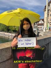 Mahnwache zu «35 Jahre Tschernobyl» am Montag 26. April 2021 auf der Mittleren Brücke Basel