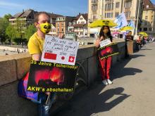 Mahnwache zu «35 Jahre Tschernobyl» am Montag 26. April 2021 auf der Mittleren Brücke Basel